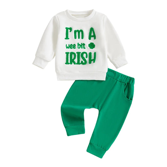 Clover Embroidery Sweatshirt and Pants Set for Toddlers