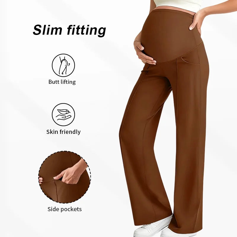 Plus Size Maternity Wide-Leg Pants Natural Color