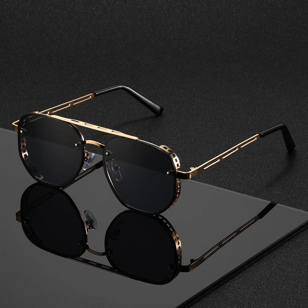 Double-Beam Alloy Sunglasses for Casual Use