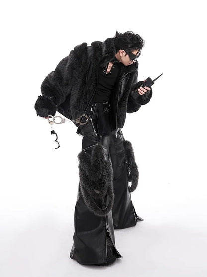 Thick Warm Patchwork Faux Fur Coat for Men