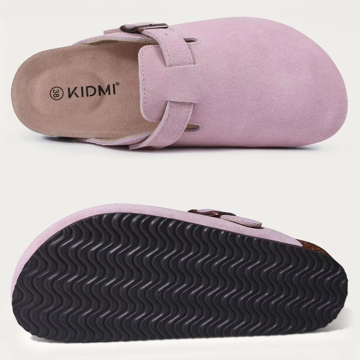 Genuine Leather Clogs with Cork Footbed for Women