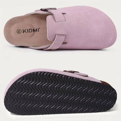 Genuine Leather Clogs with Cork Footbed for Women