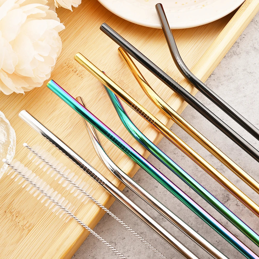 Colorful Metal Drinking Straws Set Stainless Steel