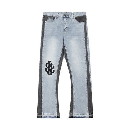 Washed Denim Trousers for Men with Micro-Flared Style