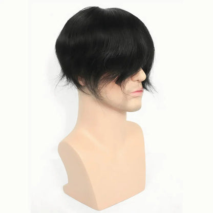 Fine Mono Toupee for Men Natural Black Human Hair