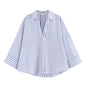 Wide Sleeved Asymmetric Hem Shirt for Women