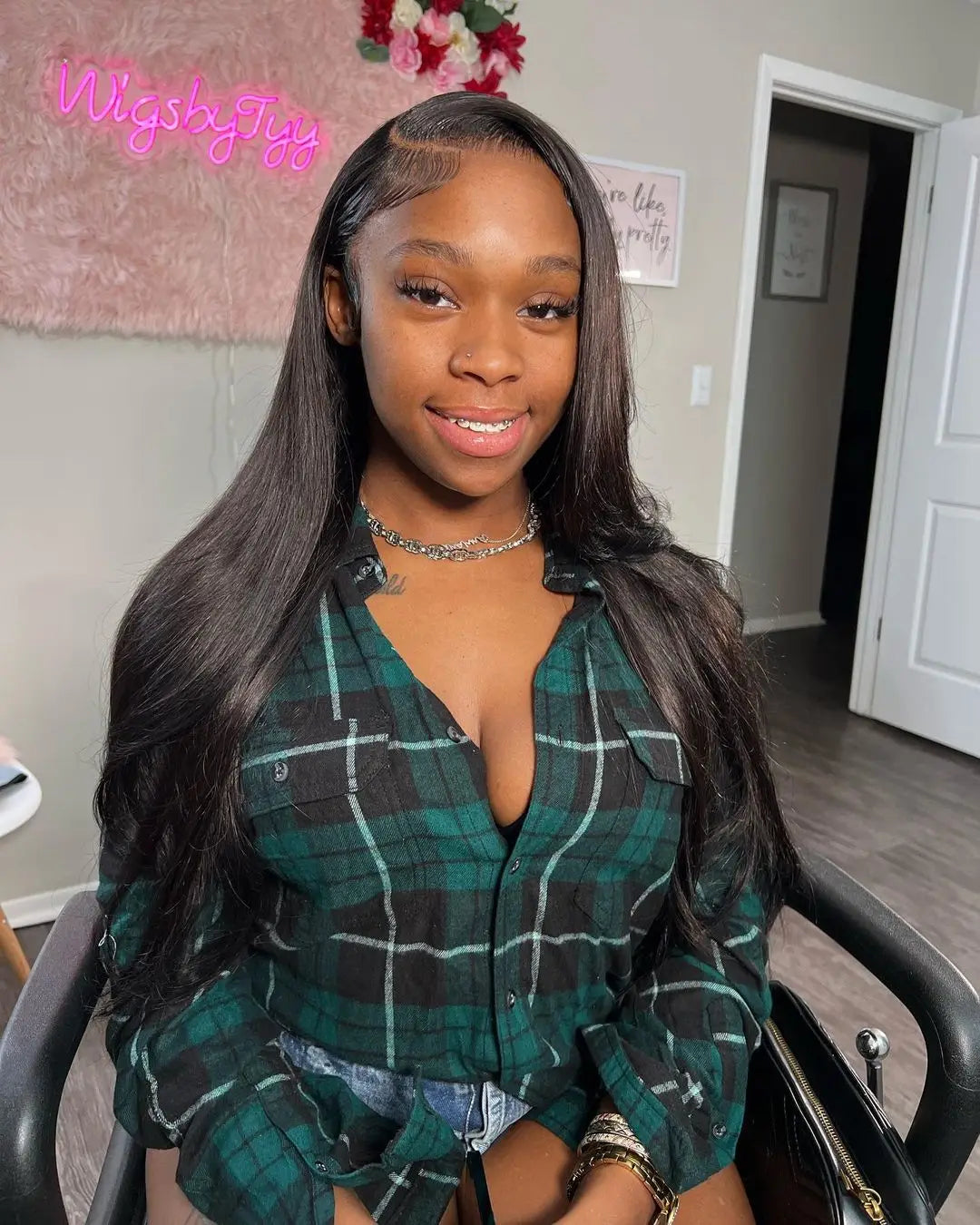 40 Inch Bone Straight Human Hair Wig Brazilian Lace Front Wig