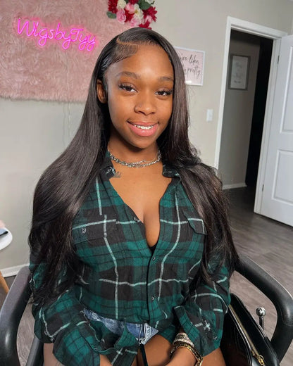 40 Inch Bone Straight Human Hair Wig Brazilian Lace Front Wig