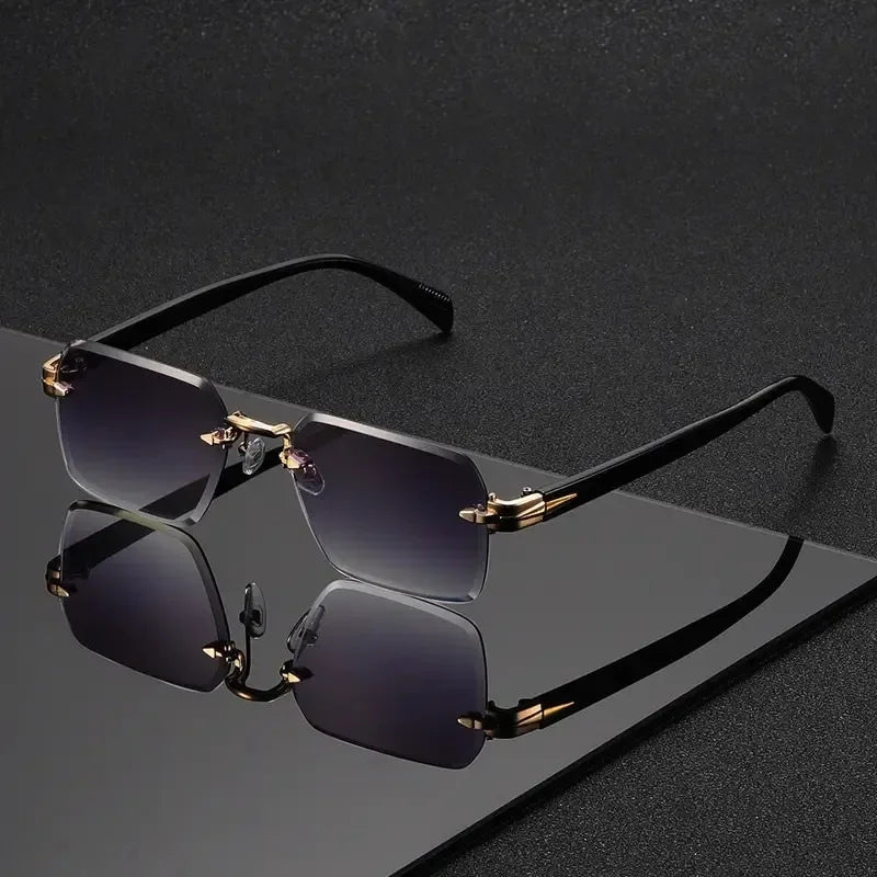 Rimless Rectangle Sunglasses for Unisex with UV400 Protection