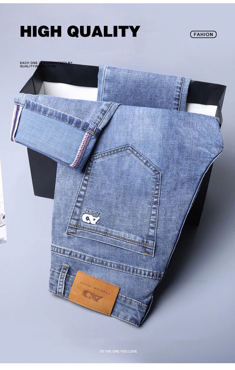 Light Blue Slim Jeans for Men in Stretch Denim