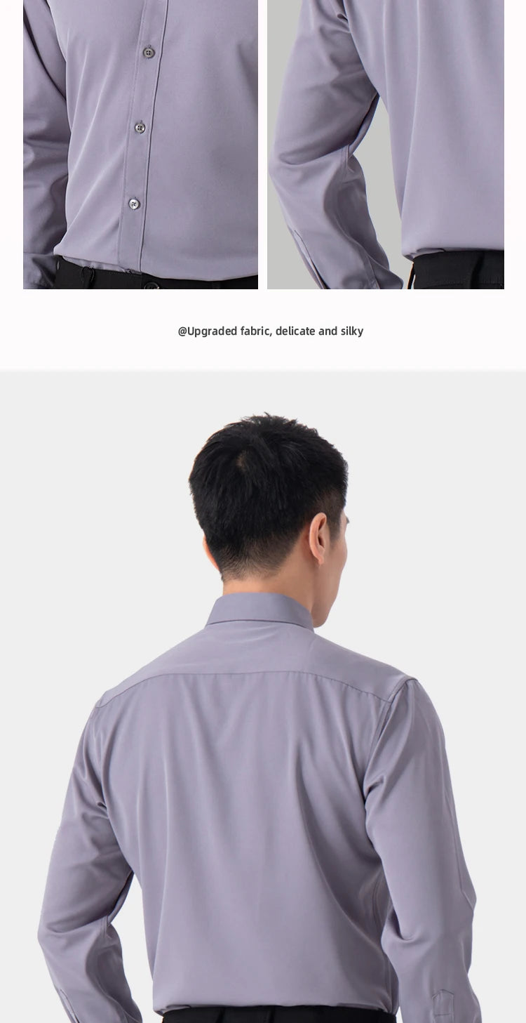 Men's Slim Fit Solid Color White Dress Shirt
