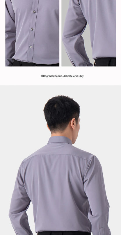 Men's Slim Fit Solid Color White Dress Shirt