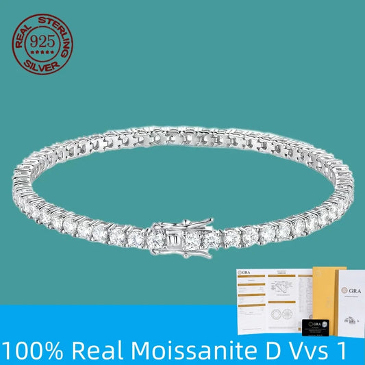 D VVS1 Moissanite Tennis Bracelet 925 Sterling Silver Classic