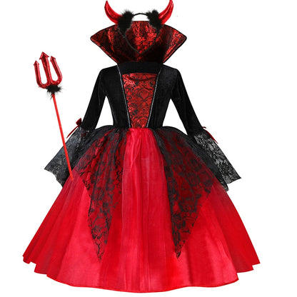 Halloween Vampire Dress for Kids in Scarlet Gothic Style