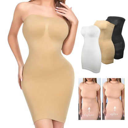 Strapless Shapewear Slip for Women Tummy Control Black Beige White