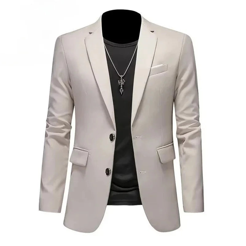 Men's White Formal Suit Jacket with Long Sleeves