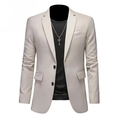 Men's White Formal Suit Jacket with Long Sleeves