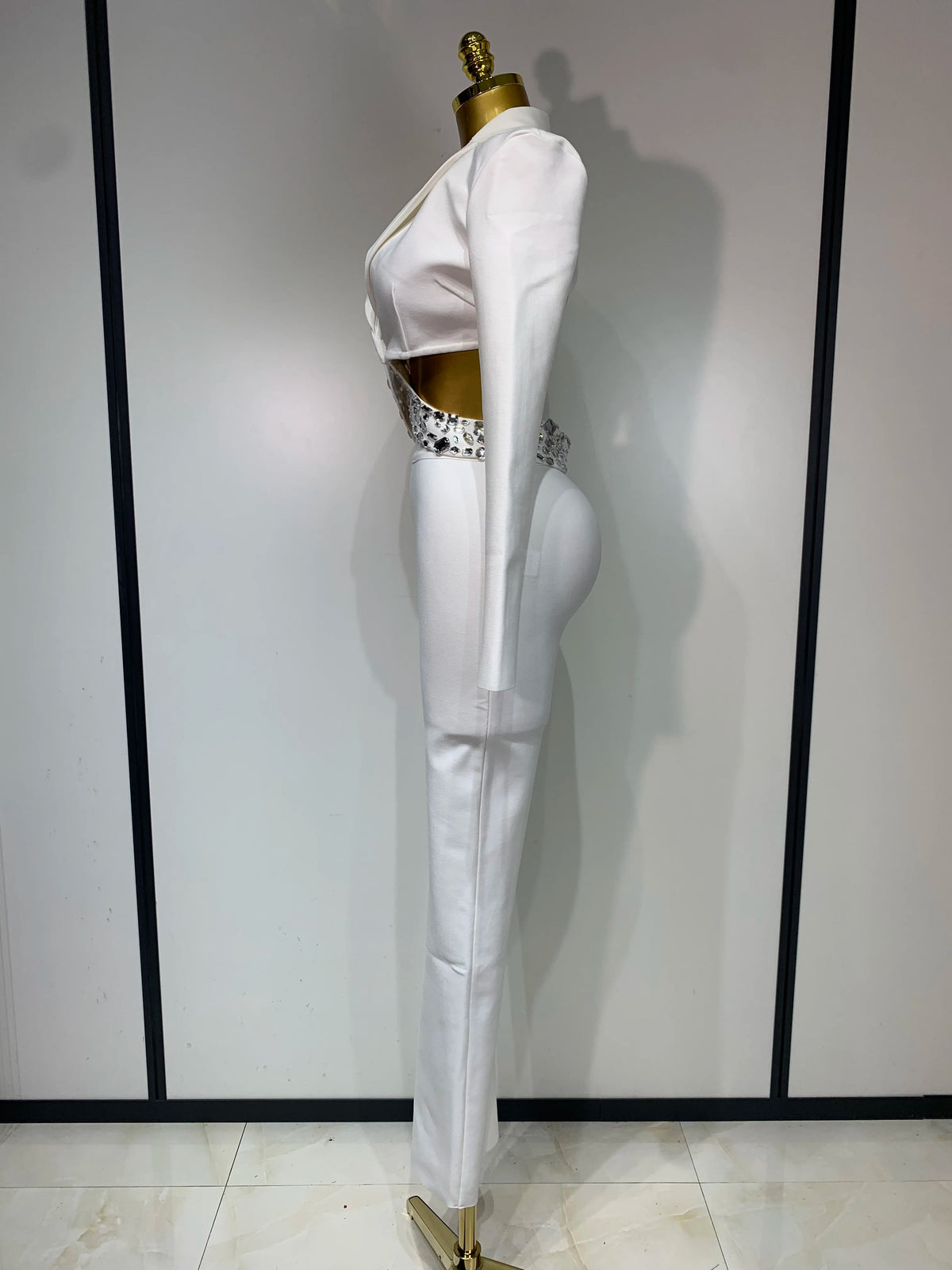 Women Beaded Bodycon Two Piece Pants Set
