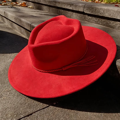 Dark Turquoise Suede Fedora Hat for Men and Women