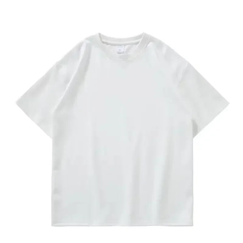 Black White Cotton T-Shirt Heavy-Duty Short Sleeves