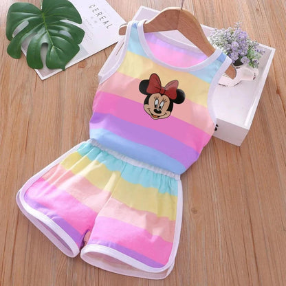 Cartoon Printed Vest and Shorts Set for Kids