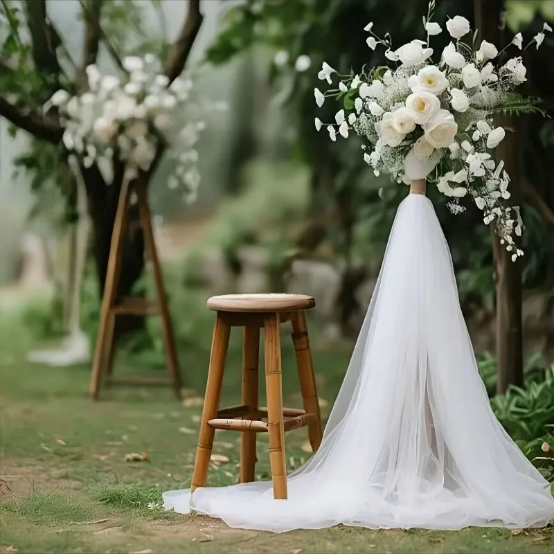 50M White Tulle Fabric for Wedding and Party Decor