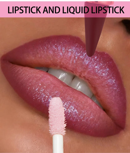 Waterproof Matte Black Lipstick and Lipgloss Duo