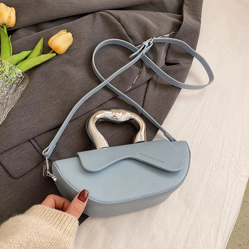 Solid PU Shoulder Bag with Hasp Compartment