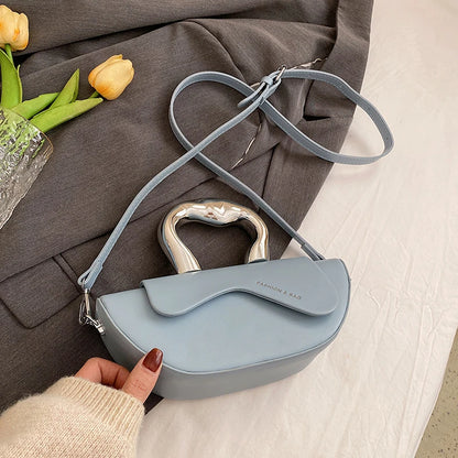 Solid PU Shoulder Bag with Hasp Compartment