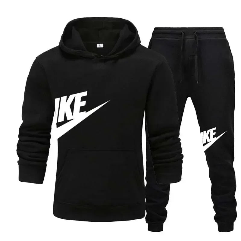 Men's Casual Fitness Printed Hooded Pullover and Pants