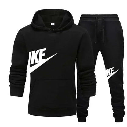 Men's Casual Fitness Printed Hooded Pullover and Pants