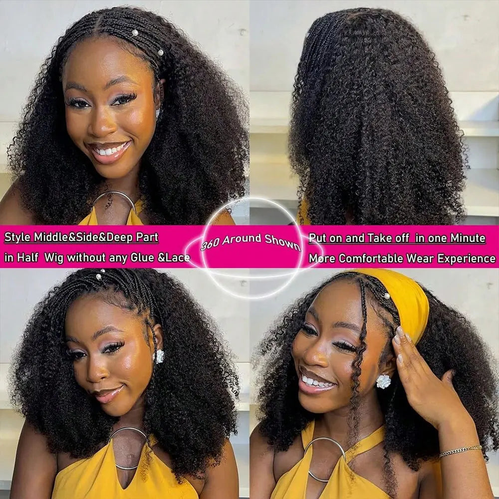 Jerry Curly Half Wig Human Hair Black Seamless Clip In