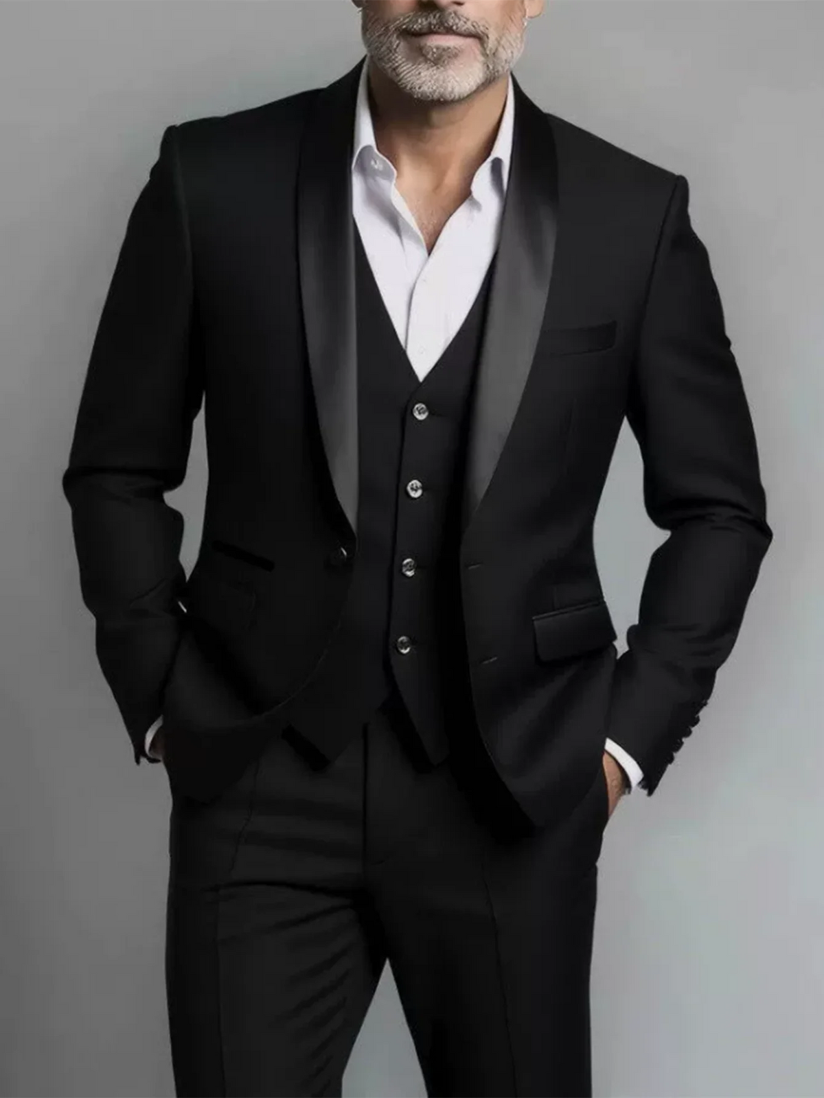 Slim Fit Black Tuxedo Suit Set for Men