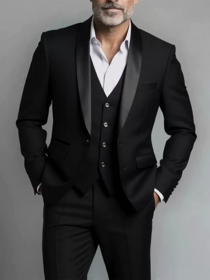 Slim Fit Black Tuxedo Suit Set for Men