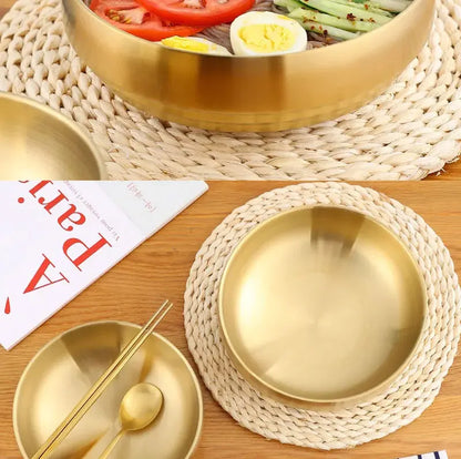 304 Stainless Steel Double Layer Noodle Bowl Gold Silver