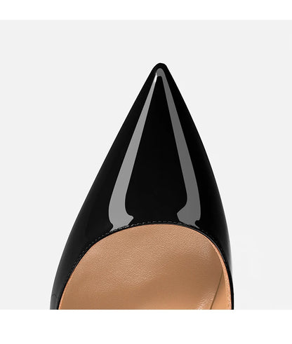 Black Patent Leather Pointed Toe High Heels