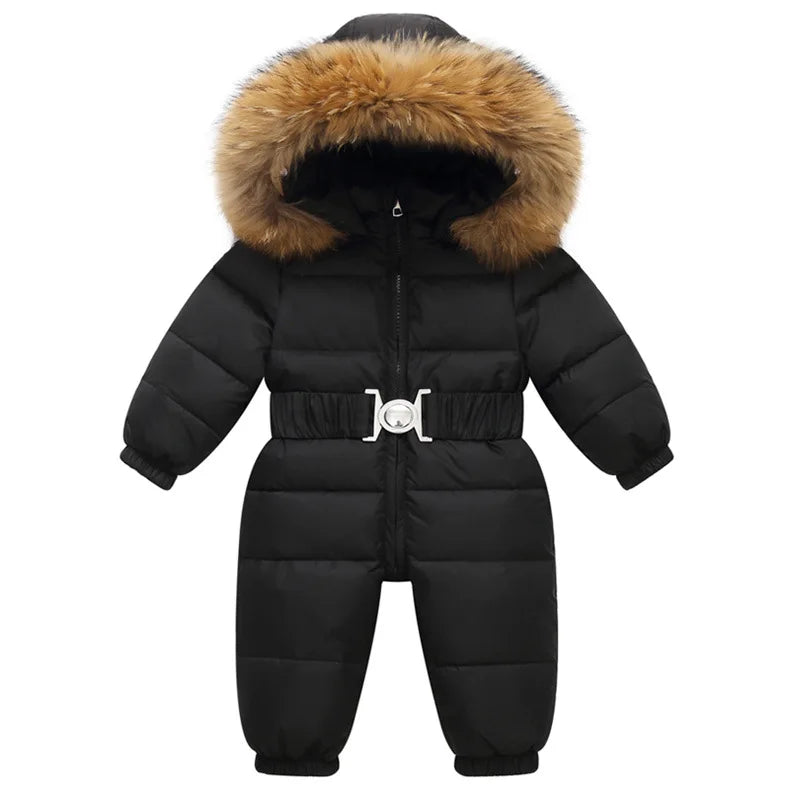 Children's Waterproof Hooded Down Snowsuit for Winter