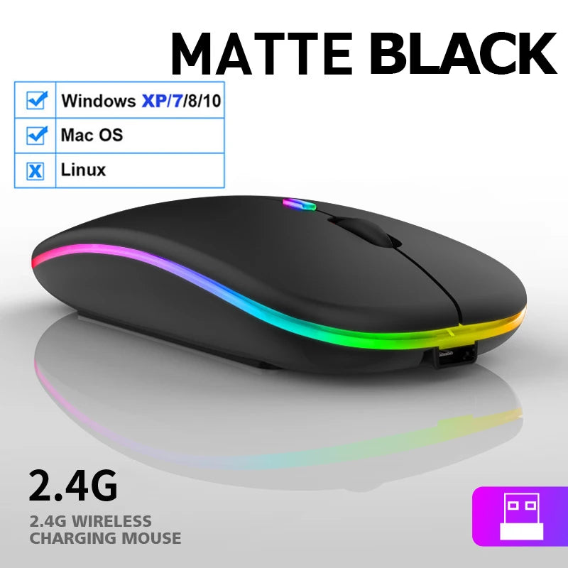 LED Wireless Mouse USB Rechargeable Bluetooth RGB