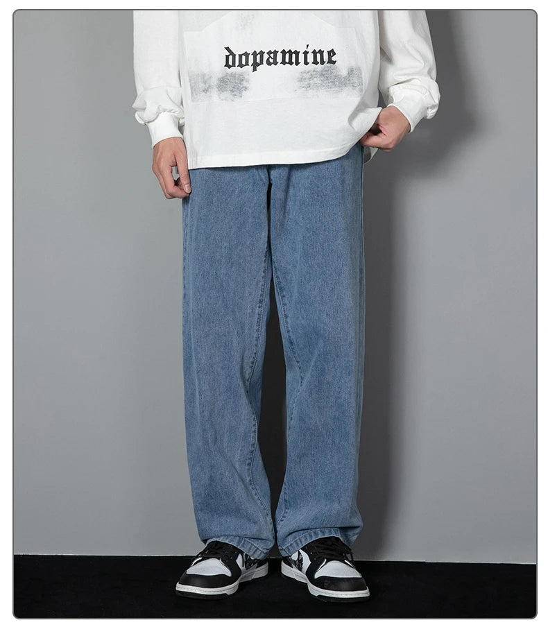 Men's Casual Straight Denim Jeans in Light Blue