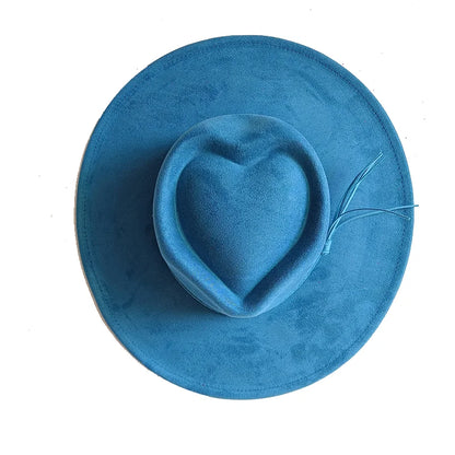 Dark Turquoise Suede Fedora Hat for Men and Women