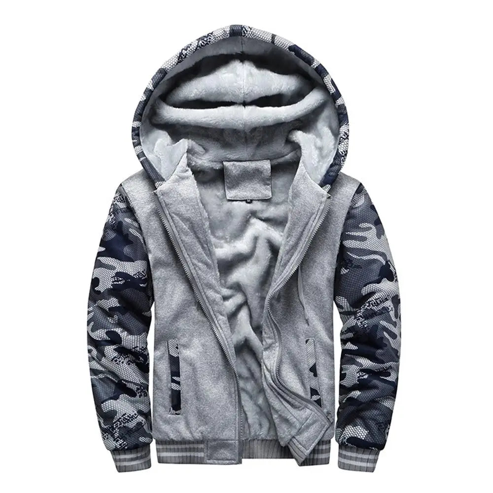 Men's Camouflage Winter Jacket Fleece Long Sleeve Coat