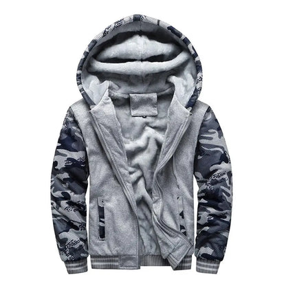 Men's Camouflage Winter Jacket Fleece Long Sleeve Coat