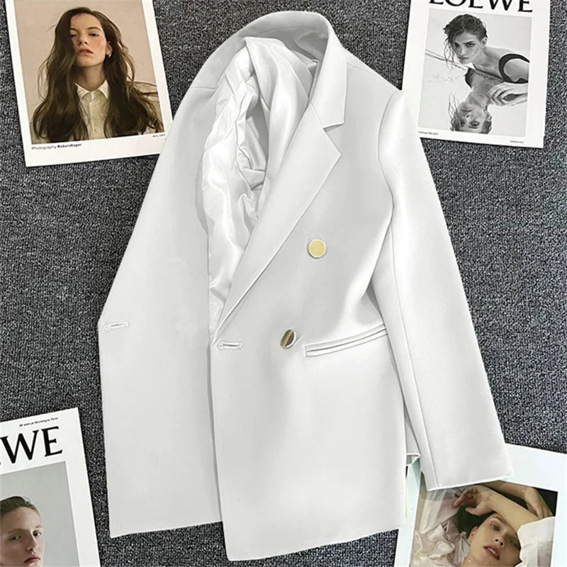 Women Double-Breasted Blazer Casual Suit Jacket