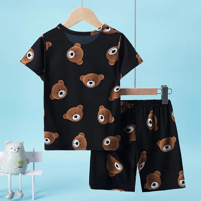Children's Casual Joker Bear Print Pajama Set