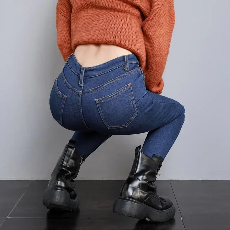 Women's Winter Plush Stretch Skinny Jeans
