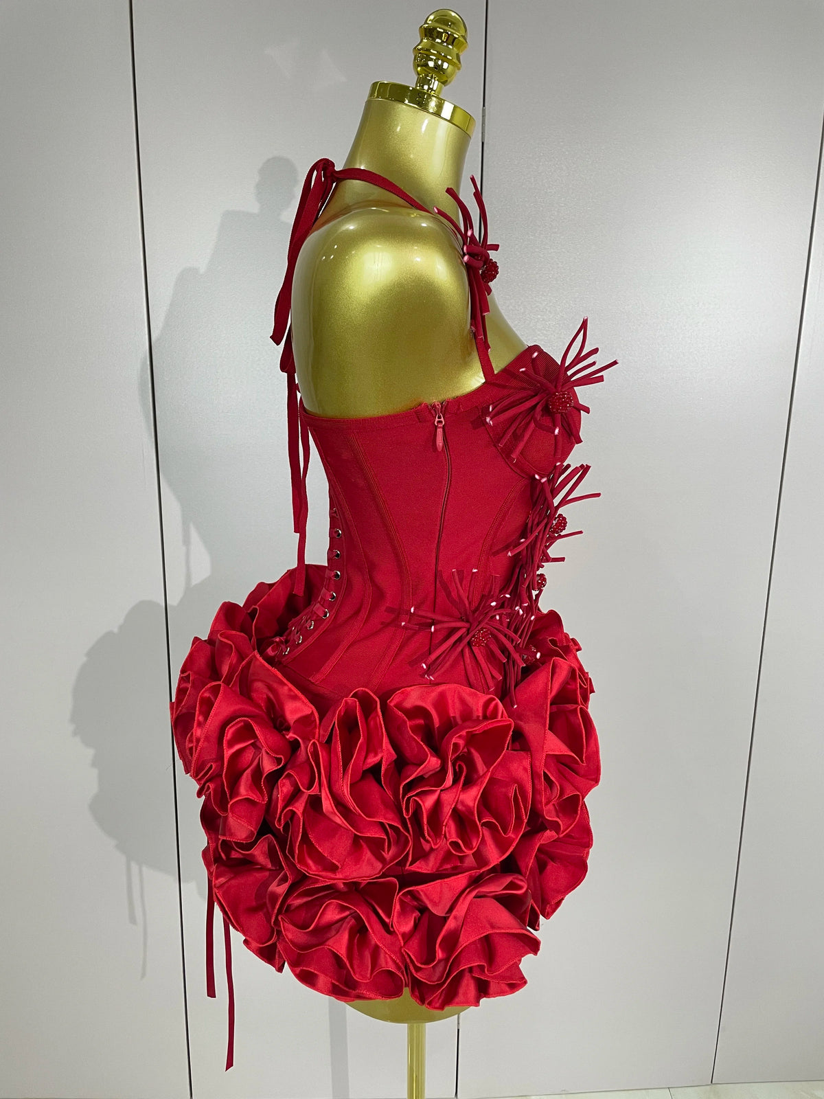 Sexy Halter Two Piece Bandage Gown in Red Black
