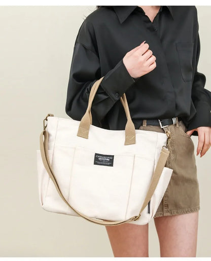 Canvas Large Capacity Commuter Shoulder Handbag