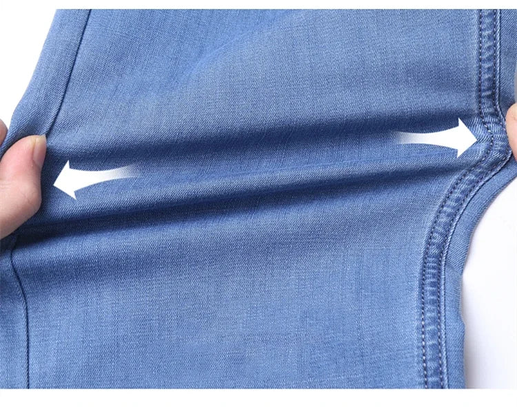 Men's Blue Straight Denim Jeans Lightweight Casual Trousers