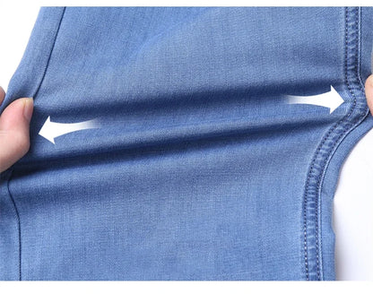 Men's Blue Straight Denim Jeans Lightweight Casual Trousers