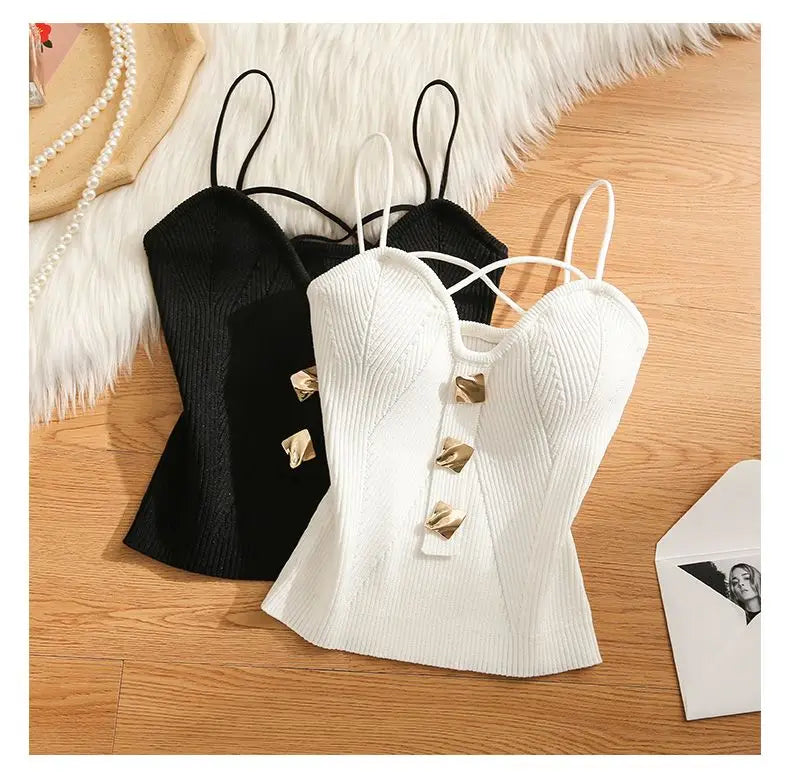 Knitted Camisole Tank Top for Women Summer Outerwear